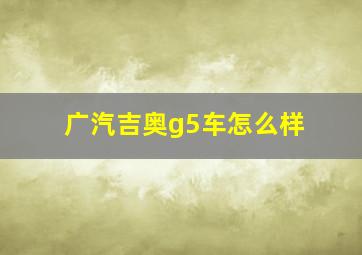 广汽吉奥g5车怎么样