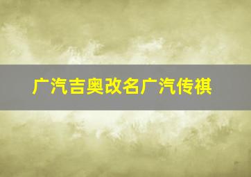 广汽吉奥改名广汽传祺