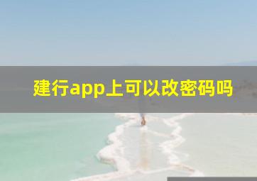 建行app上可以改密码吗