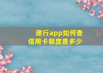 建行app如何查信用卡额度是多少