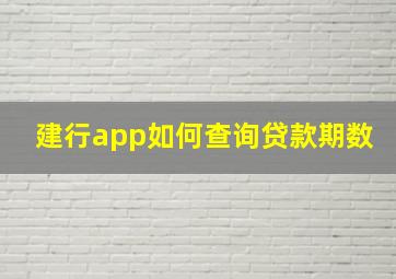 建行app如何查询贷款期数