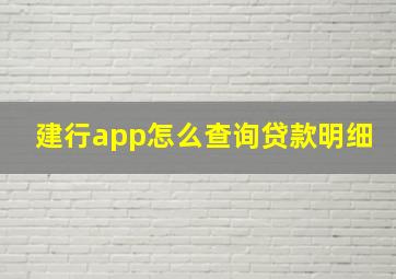 建行app怎么查询贷款明细