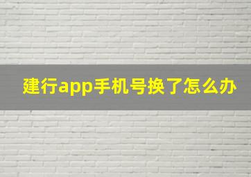 建行app手机号换了怎么办