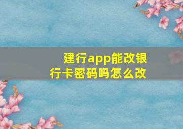 建行app能改银行卡密码吗怎么改