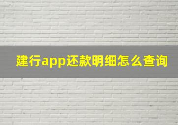 建行app还款明细怎么查询