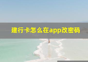 建行卡怎么在app改密码