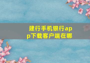 建行手机银行app下载客户端在哪