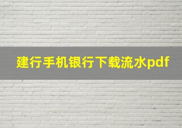 建行手机银行下载流水pdf