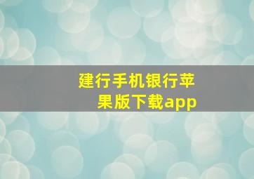 建行手机银行苹果版下载app