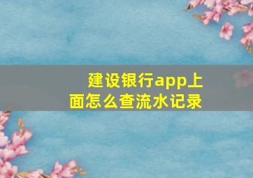 建设银行app上面怎么查流水记录