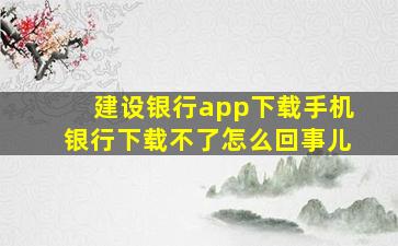 建设银行app下载手机银行下载不了怎么回事儿