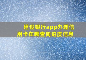 建设银行app办理信用卡在哪查询进度信息