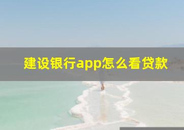 建设银行app怎么看贷款