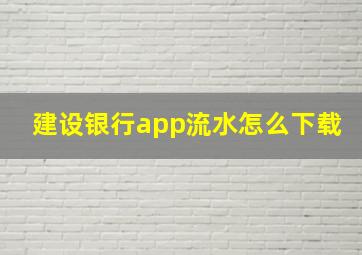 建设银行app流水怎么下载