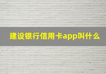 建设银行信用卡app叫什么