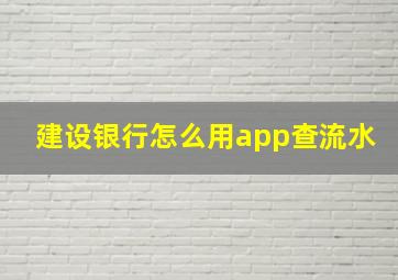 建设银行怎么用app查流水