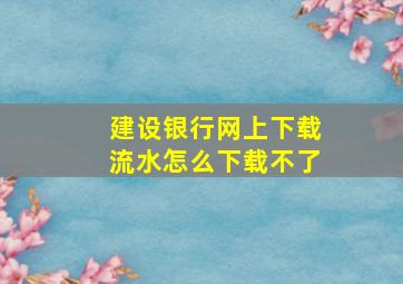 建设银行网上下载流水怎么下载不了