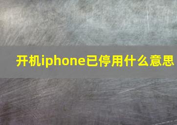 开机iphone已停用什么意思