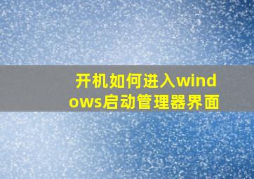 开机如何进入windows启动管理器界面