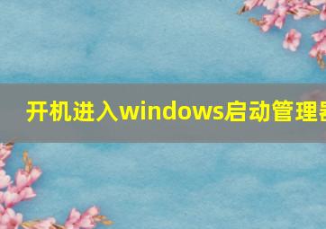 开机进入windows启动管理器