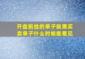 开盘前挂的单子股票买卖单子什么时候能看见