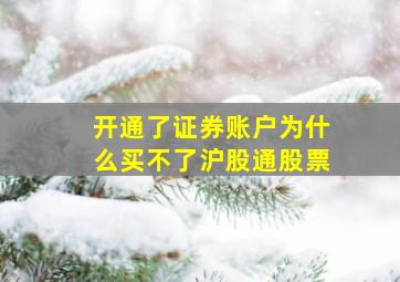 开通了证券账户为什么买不了沪股通股票