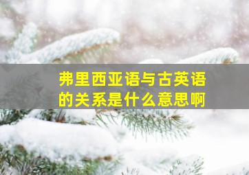 弗里西亚语与古英语的关系是什么意思啊