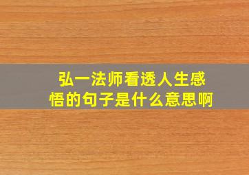 弘一法师看透人生感悟的句子是什么意思啊