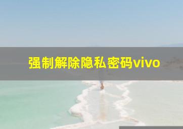 强制解除隐私密码vivo