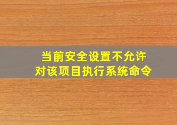 当前安全设置不允许对该项目执行系统命令