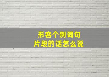 形容个别词句片段的话怎么说