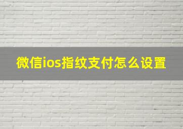 微信ios指纹支付怎么设置