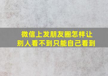 微信上发朋友圈怎样让别人看不到只能自己看到