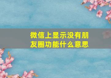 微信上显示没有朋友圈功能什么意思