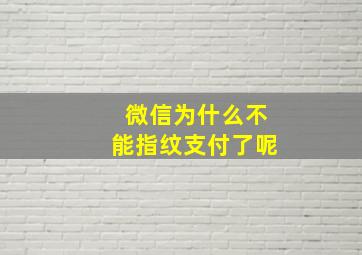 微信为什么不能指纹支付了呢