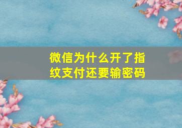 微信为什么开了指纹支付还要输密码