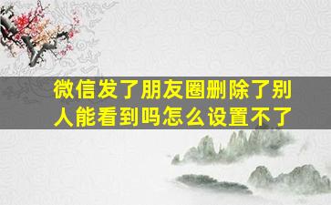 微信发了朋友圈删除了别人能看到吗怎么设置不了