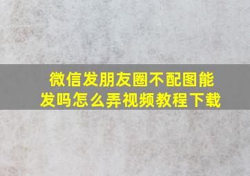 微信发朋友圈不配图能发吗怎么弄视频教程下载