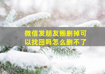 微信发朋友圈删掉可以找回吗怎么删不了