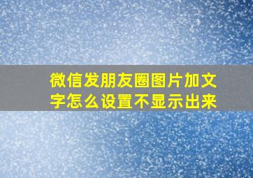 微信发朋友圈图片加文字怎么设置不显示出来