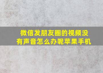 微信发朋友圈的视频没有声音怎么办呢苹果手机