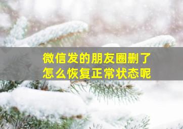 微信发的朋友圈删了怎么恢复正常状态呢