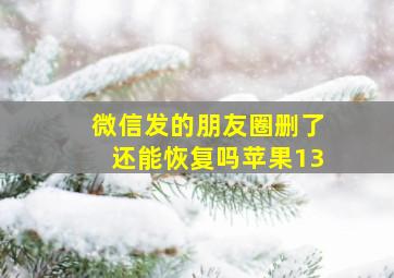 微信发的朋友圈删了还能恢复吗苹果13