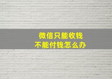 微信只能收钱不能付钱怎么办