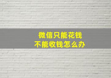 微信只能花钱不能收钱怎么办