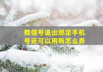 微信号退出绑定手机号还可以用吗怎么弄