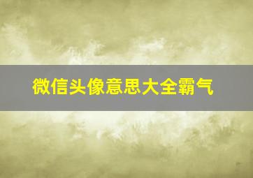 微信头像意思大全霸气