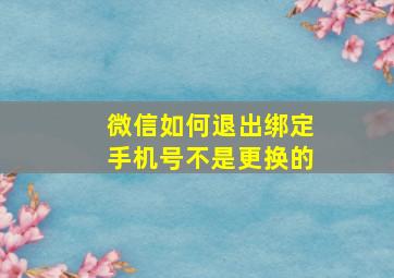 微信如何退出绑定手机号不是更换的