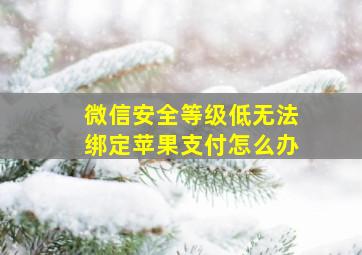 微信安全等级低无法绑定苹果支付怎么办