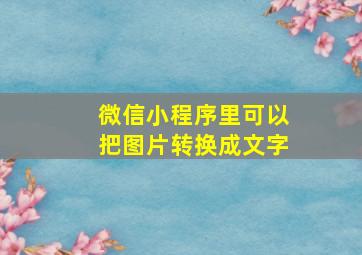 微信小程序里可以把图片转换成文字